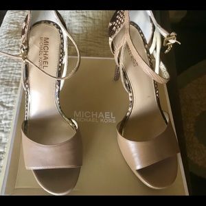 Sorry sold MK tan  w/brown reptile enclosed  heels